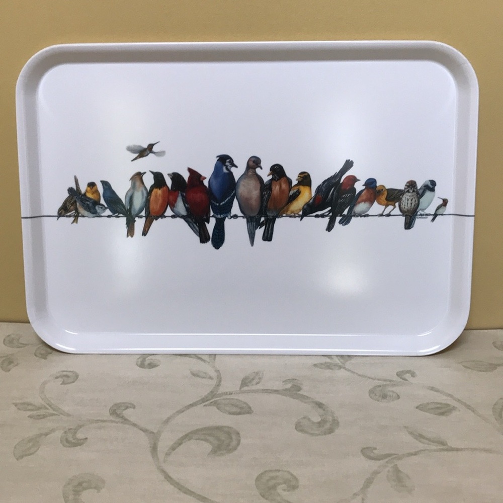 BIRDS ON WIRE TRAY